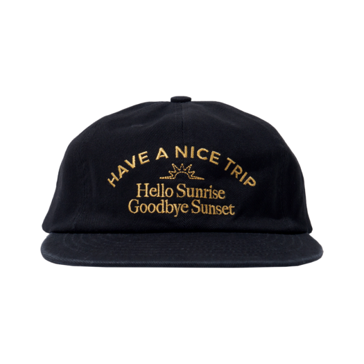 HS52CA612BK0 Hello Sunrise Washed Typo Arch Logo 6panel Cap Black