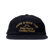 Hello Sunrise Washed Typo Arch Logo 6panel Cap Black