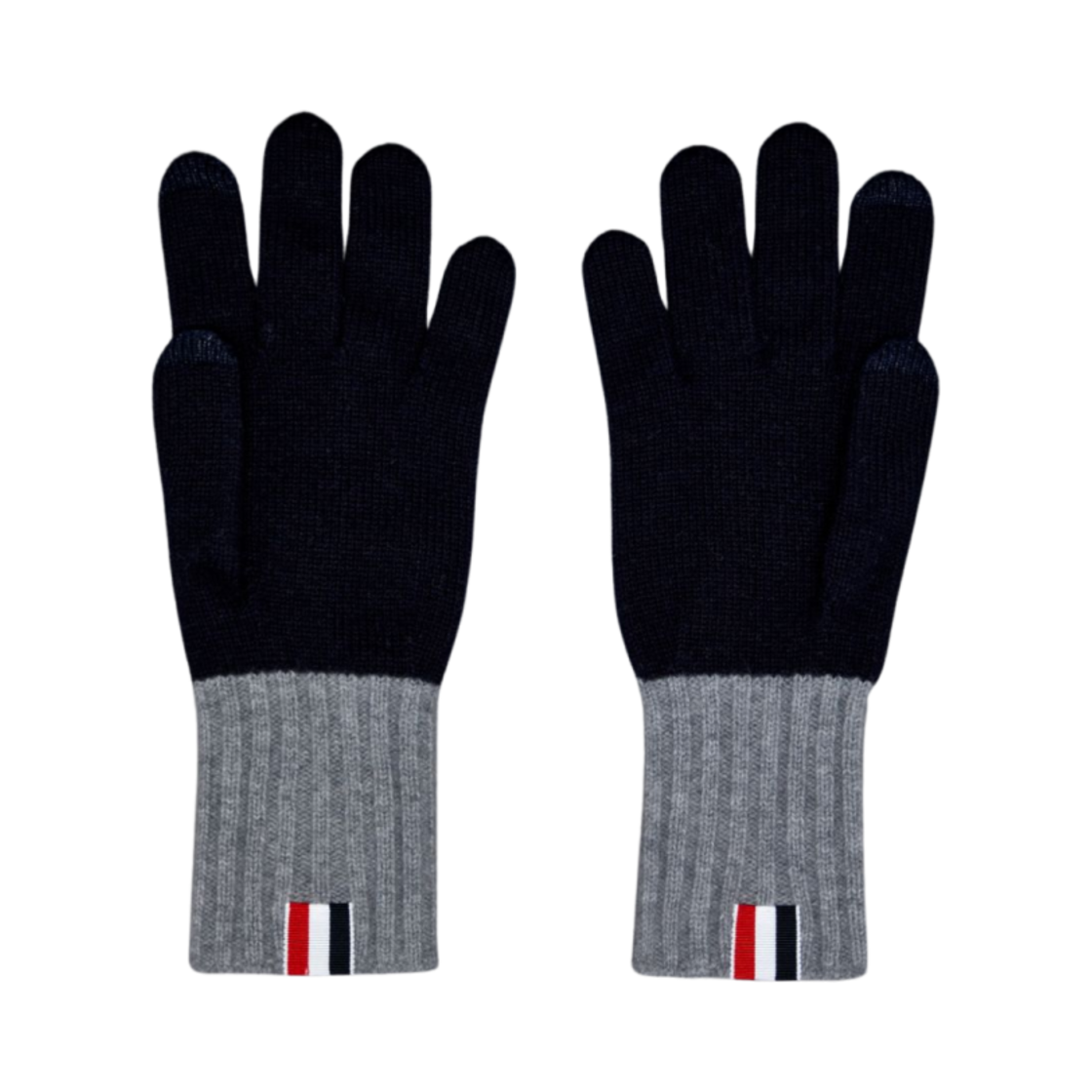 톰브라운 메리노 울 저지 페이퍼 레이블 터치스크린 글러브 네이비(Thom Browne Merino Wool Jersey Paper Label Touchscreen Gloves Navy) - 2