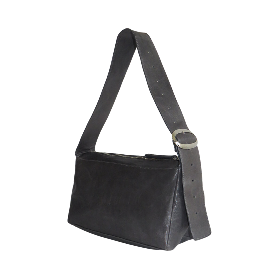 RN0002 Paloma Wool Square Rectangular Soft Leather Teabag with Buckle Grey