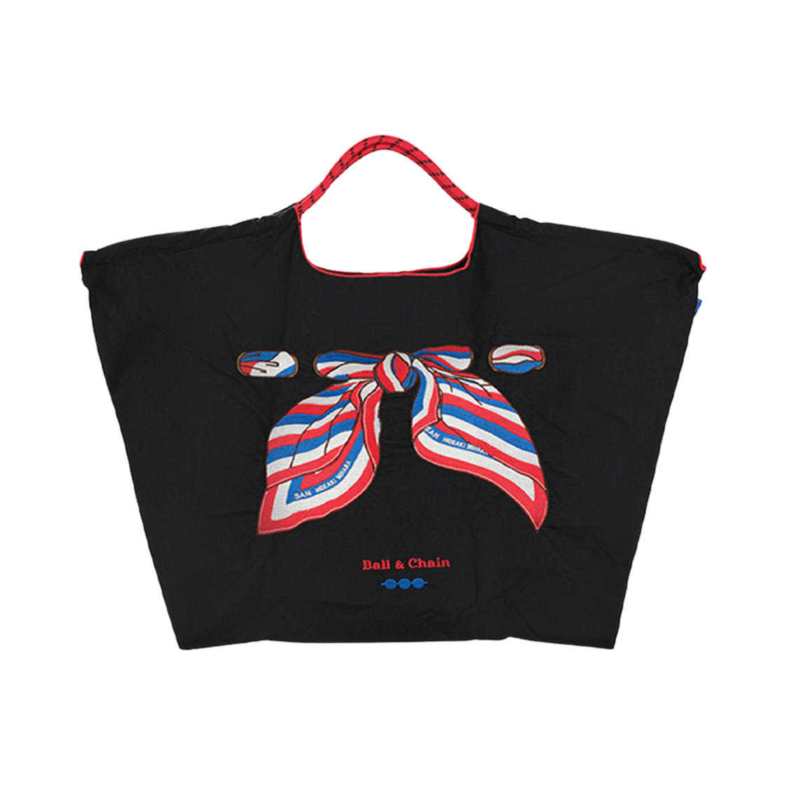 볼 앤 체인 산 히데아키 스카프 에코백 L 블랙(Ball & Chain San Hideaki Scarf Eco Bag L Black)