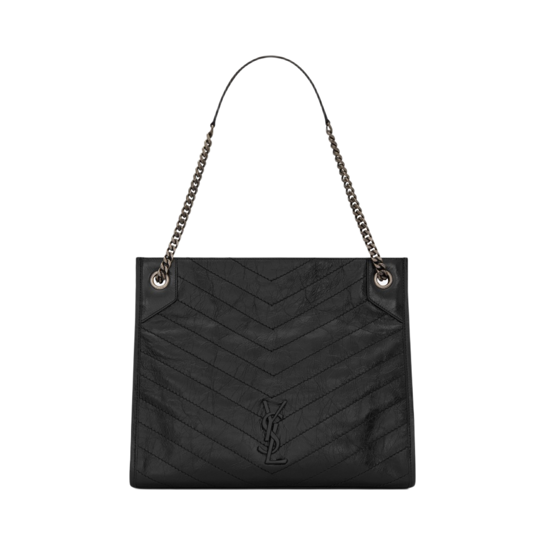 생로랑 니키 쇼핑 빈티지 레더 블랙