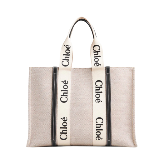 Chloe Woody Large Tote Bag White Blue
