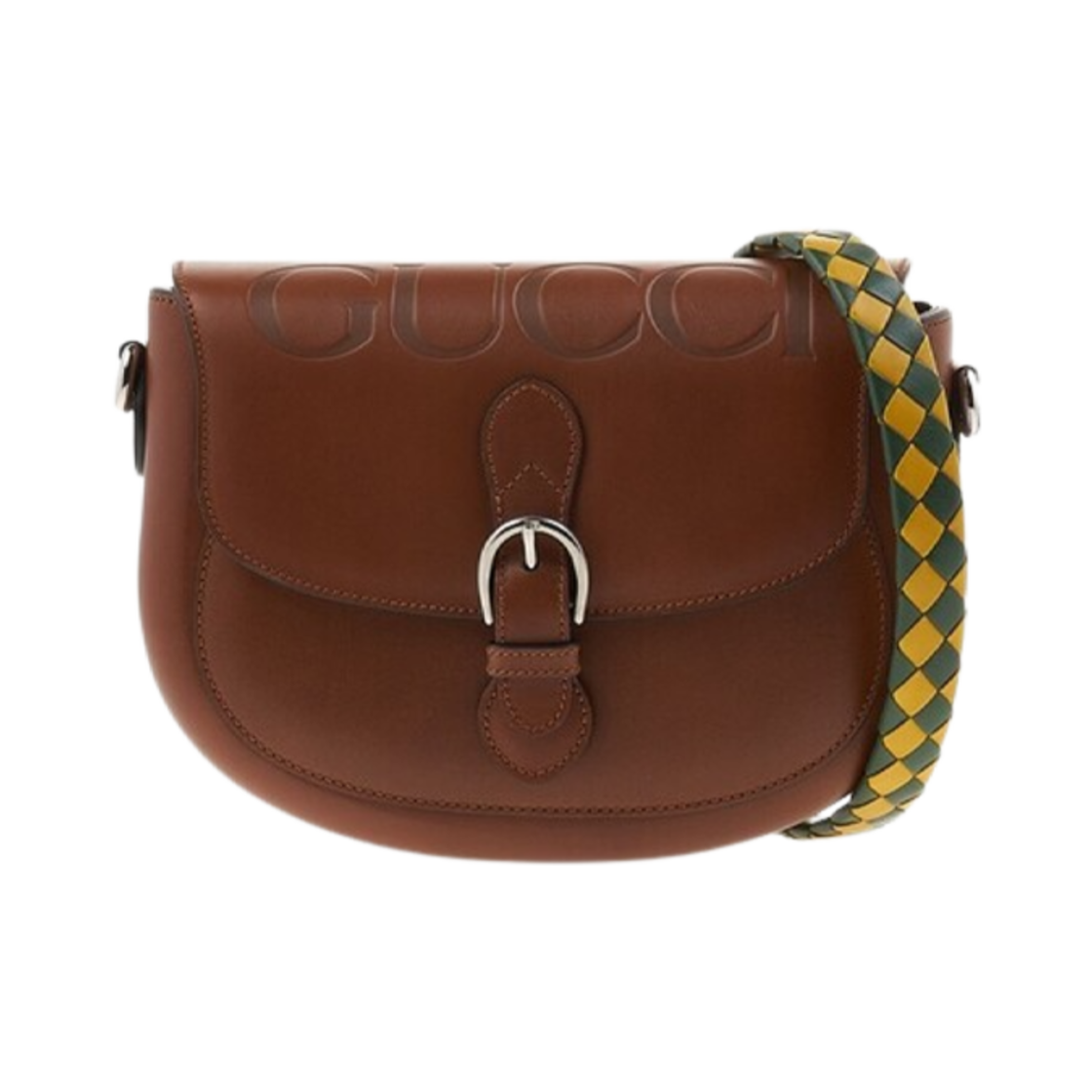 679540-UD0WN-2598 Gucci Embossed Logo Shoulder Bag Brown