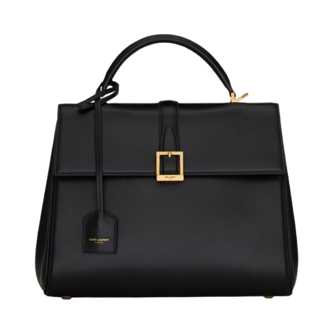 생로랑 르 페르모와 스몰 탑 핸들 백 샤이니 레더 느와르(Saint Laurent Le Fermoir Small Top Handle Bag in Shiny Leather Noir) - 1