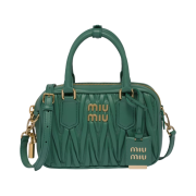 Miu Miu Matelasse Nappa Leather Top Handle Bag Sage Green