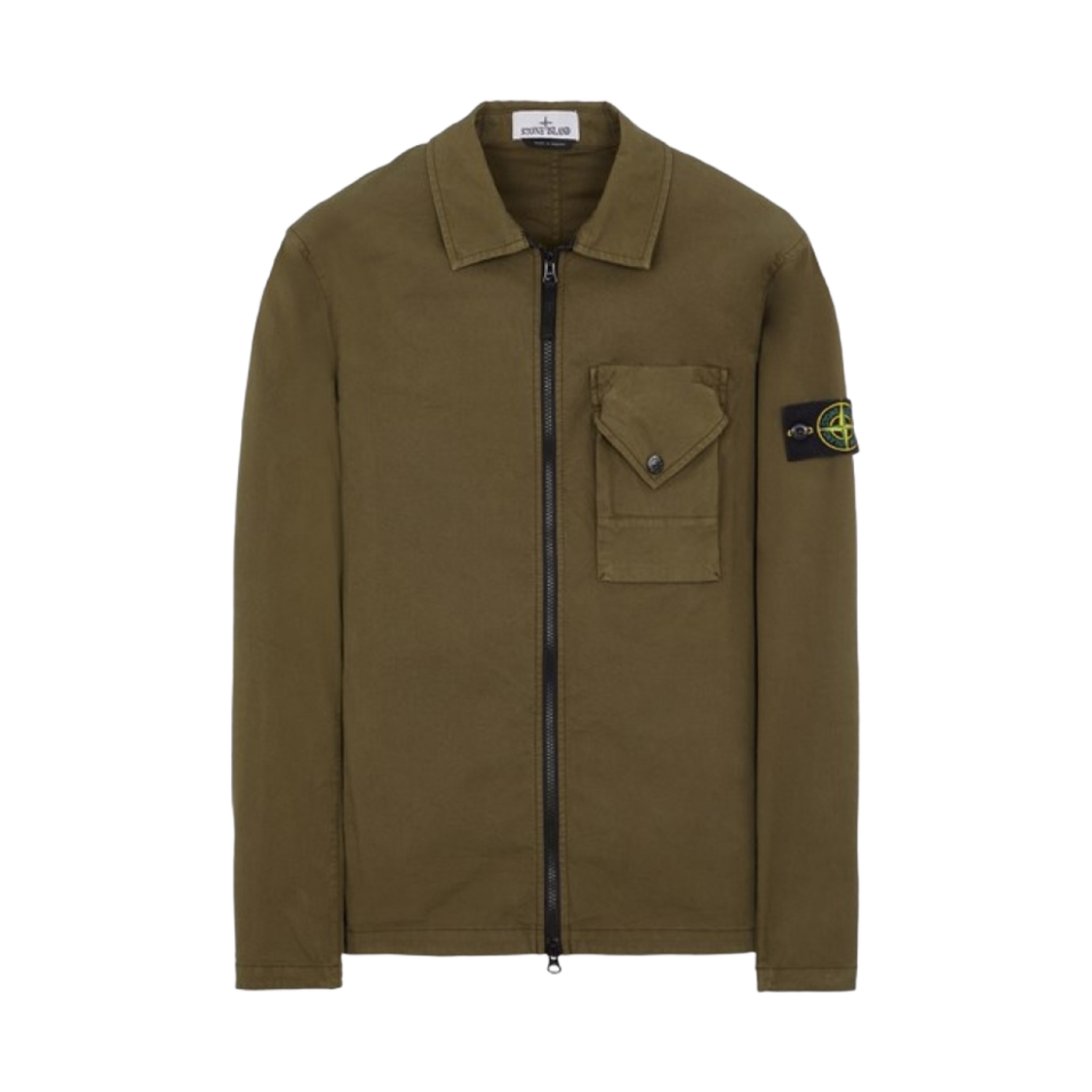 791511010-V0058 Stone Island 11010 Stretch Cotton Gabardine Overshirt Olive Green - 23FW