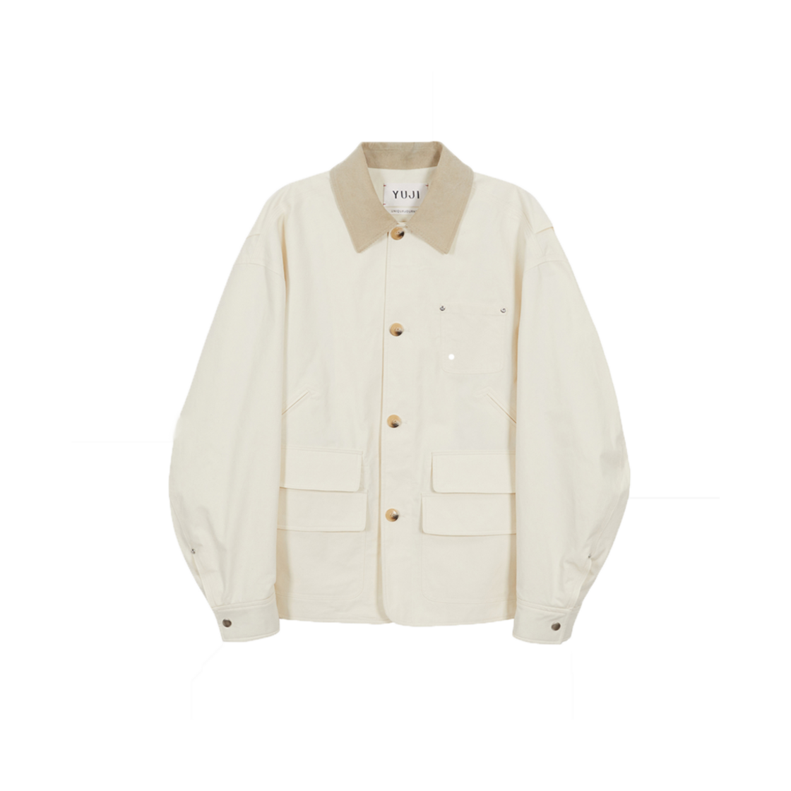 유지 로고 패치 작업 재킷 유니섹스 아이보리(YUJI Logo Patch Work Jacket Unisex Ivory)