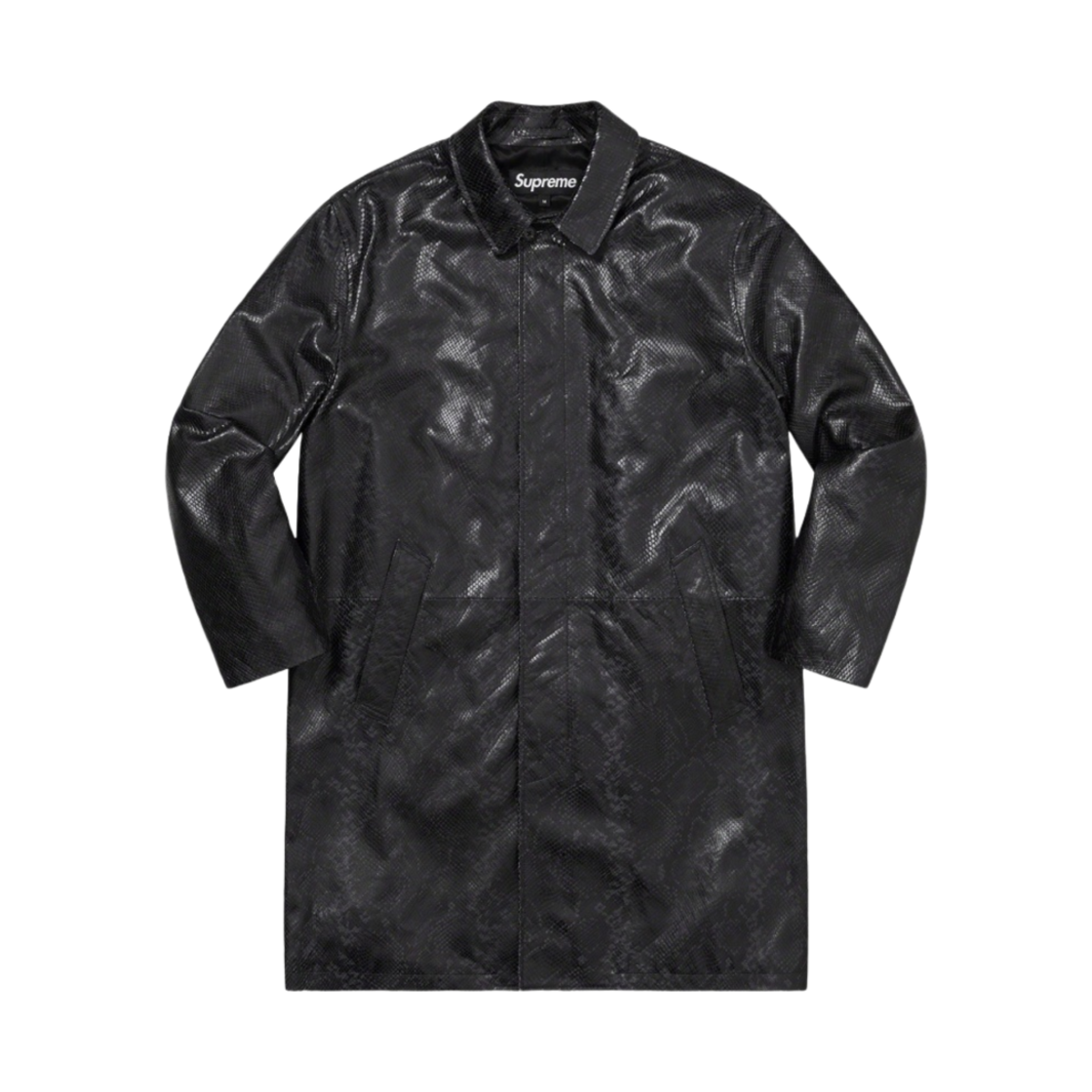 슈프림 레더 스네이크 트렌치 코트 블랙 - 23SS