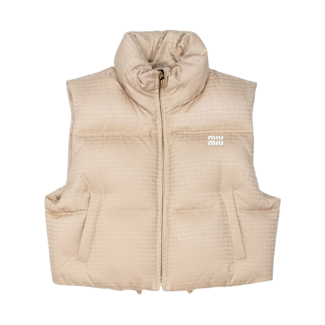 (W) 미우 미우 구스 다운 베스트 데저트 베이지((W) Miu Miu Goose Down Vest Desert Beige)