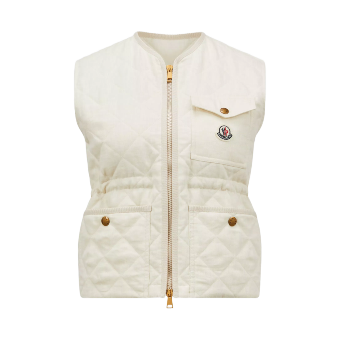 K1-093-1A00100-788PY-050 (W) Moncler Vigny Diamond Quilted Padded Linen Gilet White - 25SS