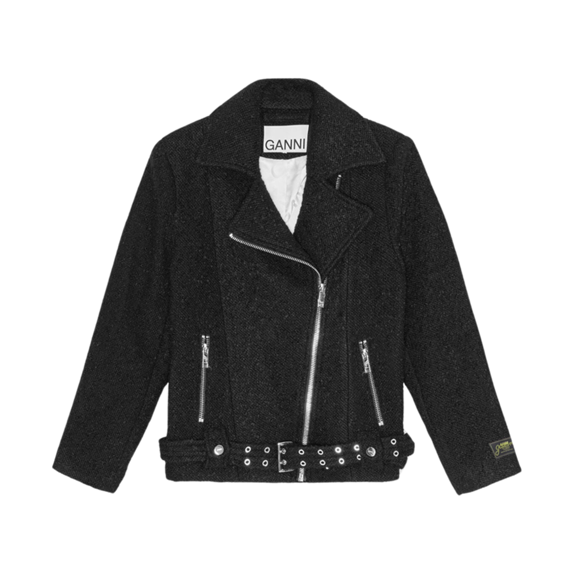 (W) 가니 텍스처드 부클 울 자켓 블랙((W) Ganni Textured Boucle Wool Jacket Black)