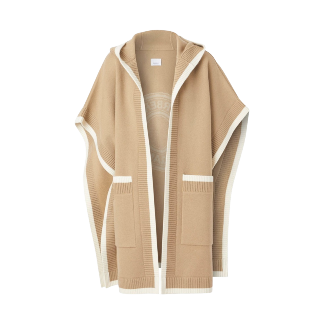 (W) 버버리 카를라 로고 자카드 후드 케이프 아카이브 베이지((W) Burberry Carla Logo Jacquard Hooded Cape Archive Beige) - 1