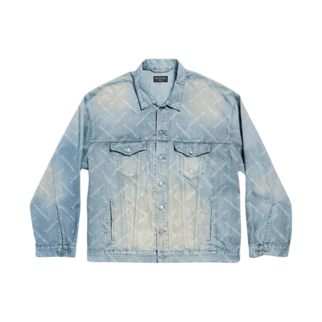 773616TPW534868 Balenciaga Bal Diagonal Allover Oversized Jacket Light Blue