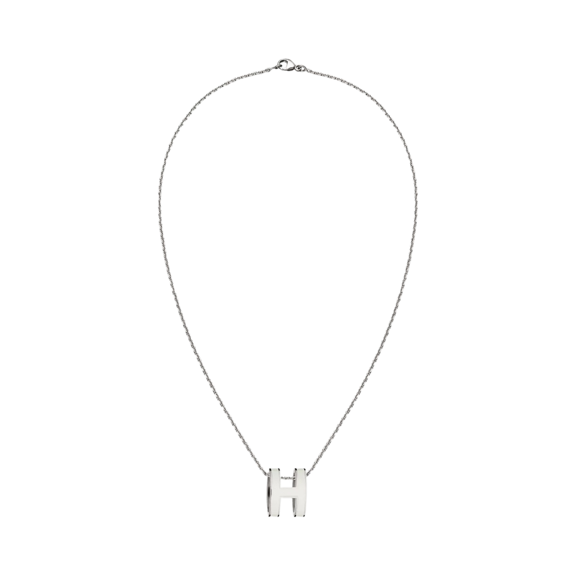 (W) 에르메스 팝아슈 펜던트 팔라듐 하드웨어 & 블랑((W) Hermes Pop H Pendant Palladium & Blanc) - 1