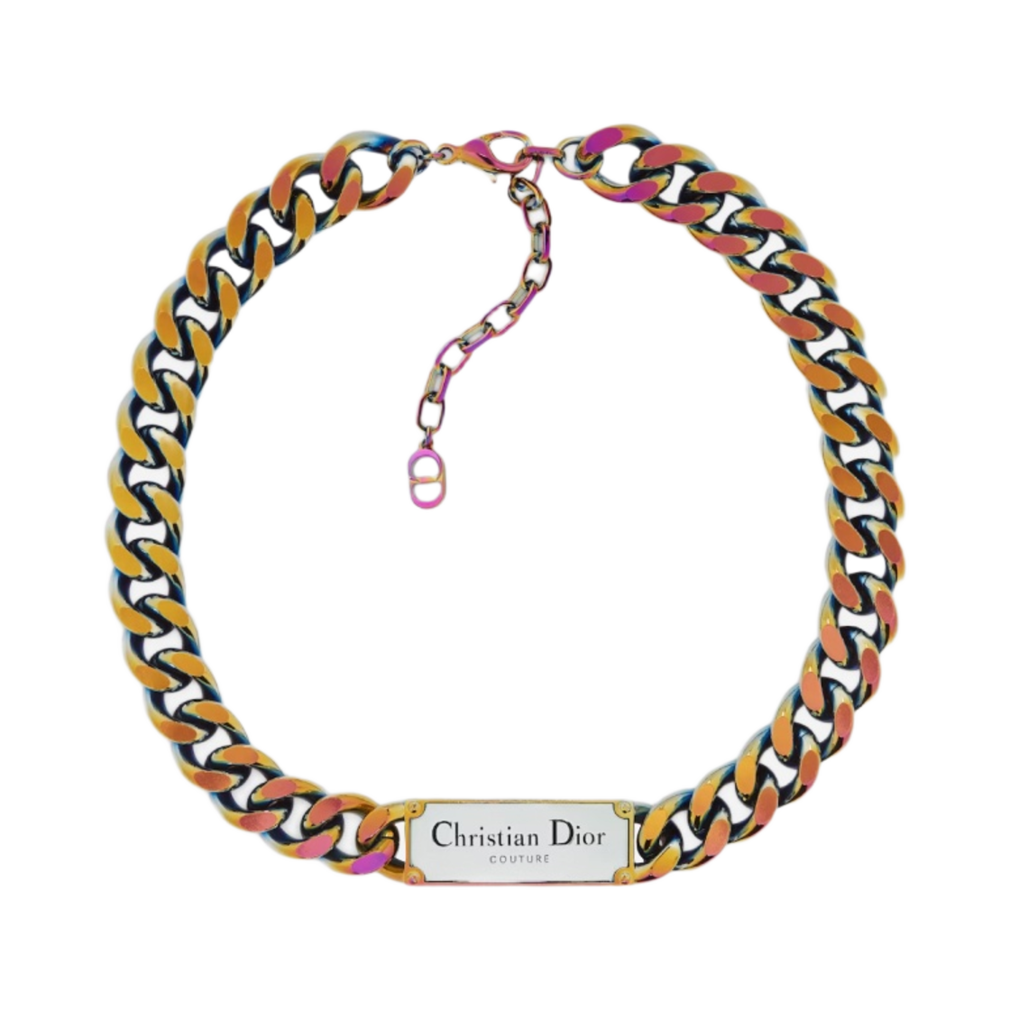디올 크리스찬 디올 꾸뛰르 체인 링크 네클리스 멀티컬러 이리디센트 피니쉬 브래스(Dior Christian Dior Couture Chain Link Necklace Multicolor Iridescent Finish Brass) - 1