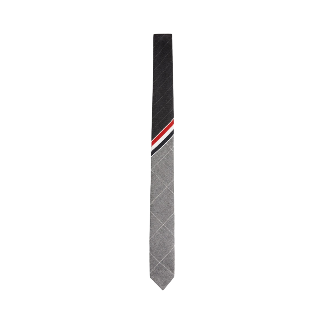톰브라운 펀믹스 핀스트라이프 울 수팅 클래식 타이 그레이(Thom Browne Funmix Pinstripe Wool Suiting Classic Tie Grey) - 1