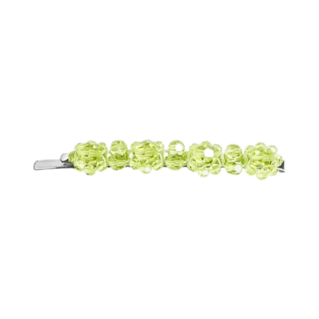 (W) 시몬 로샤 미디움 크리스탈 플라워 헤어 클립 애시드 그린((W) Simone Rocha Medium Crystal Flower Hair Clip Acid Green)