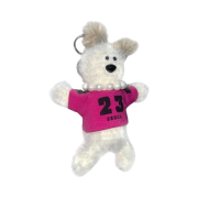 Margesherwood Wood Keyring with T-Shirt White Pink
