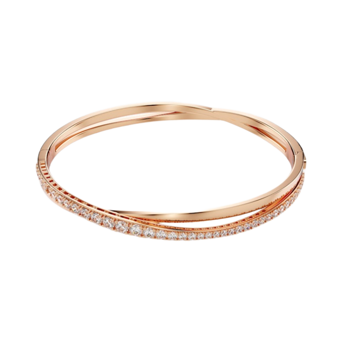 (W) 스와로브스키 하이퍼볼라 트위스트 브레이슬릿 화이트 로즈 골드 피니쉬((W) Swarovski Hyperbola Twist Bracelet White Rose Gold Finish)