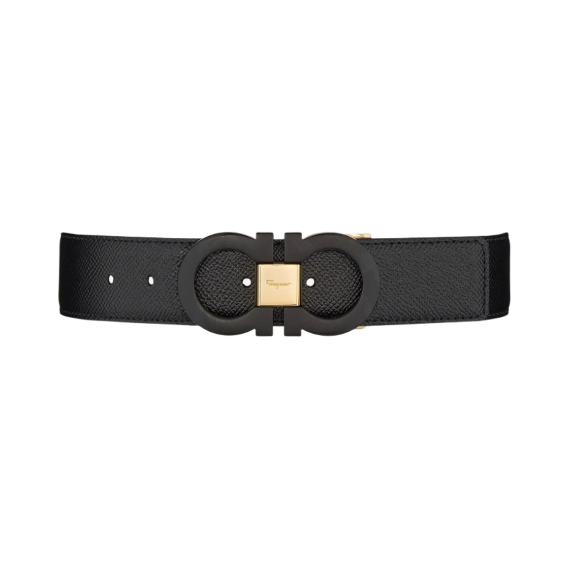 페라가모 투톤 리버시블 어드저스터블 간치니 벨트 블랙 블루 울트라마린(Ferragamo Two Tone Reversible and Adjustable Gancini Belt Black Blue Ultramarine) - 1