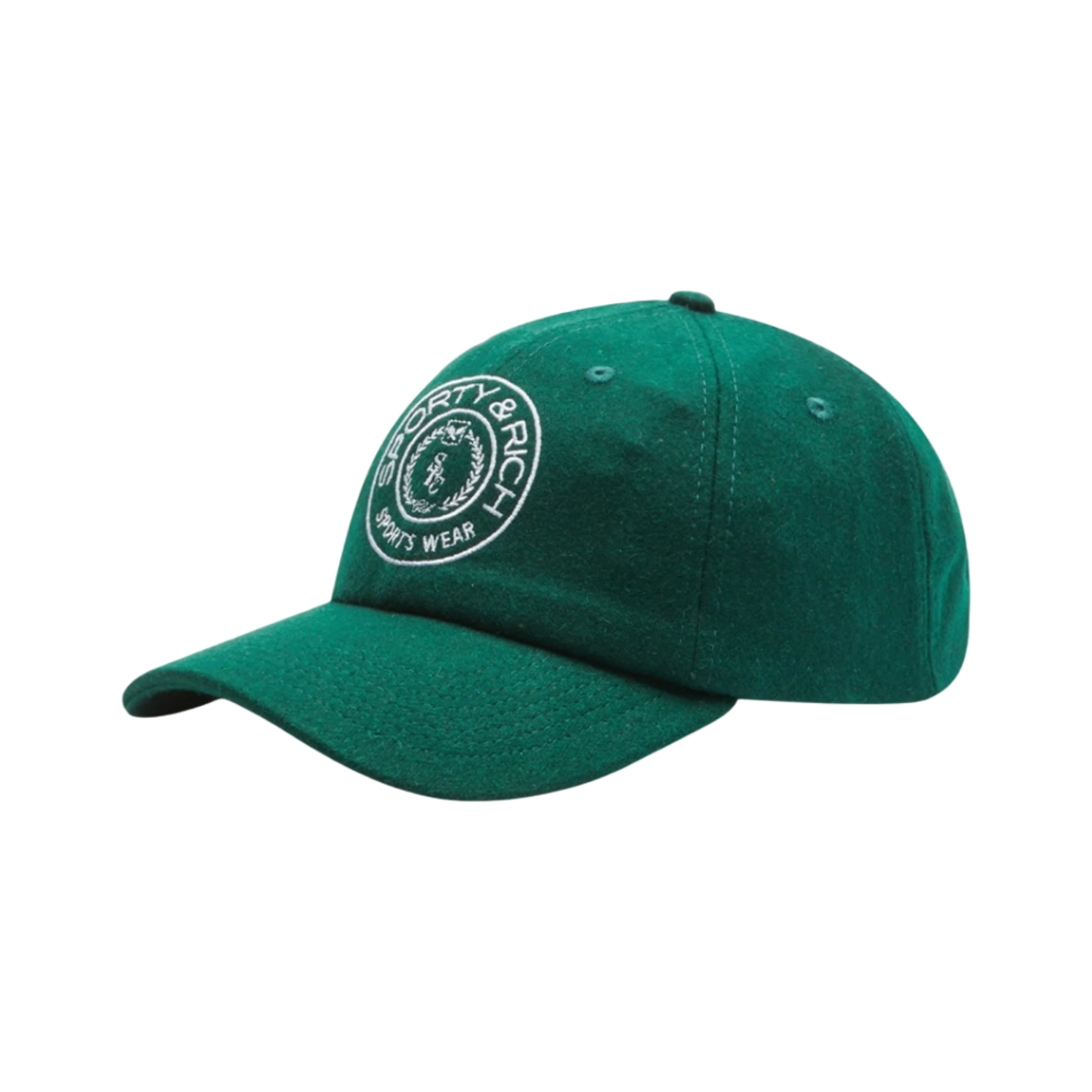 AC691FO Sporty & Rich Connecticut Crest Wool Cap Forest White