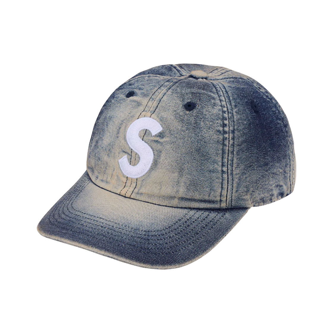 슈프림 코듀라 데님 S 로고 6-패널 블리치드 인디고 - 25SS(Supreme Cordura Denim S Logo 6-Panel Bleached Indigo - 25SS)