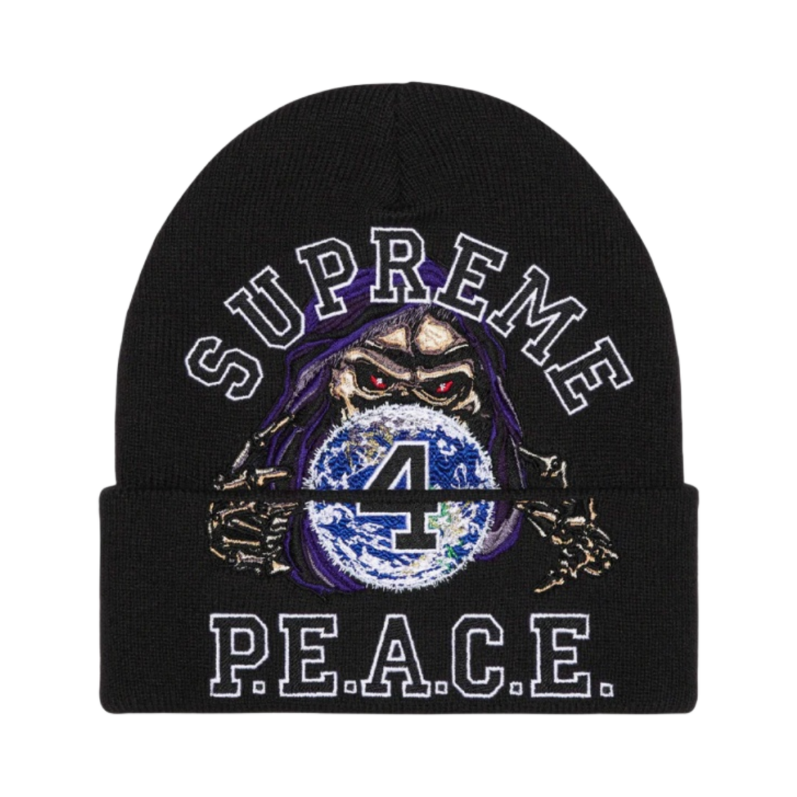 슈프림 피스 자수 비니 블랙 - 23FW