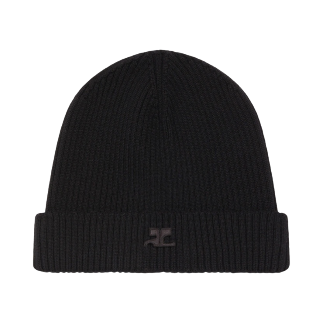 (W) 꾸레쥬 AC 립 니트 비니 블랙 블랙((W) Courreges AC Rib Knit Beanie Black Black)