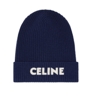 (W) Celine Beanie in Ribbed Wool Navy