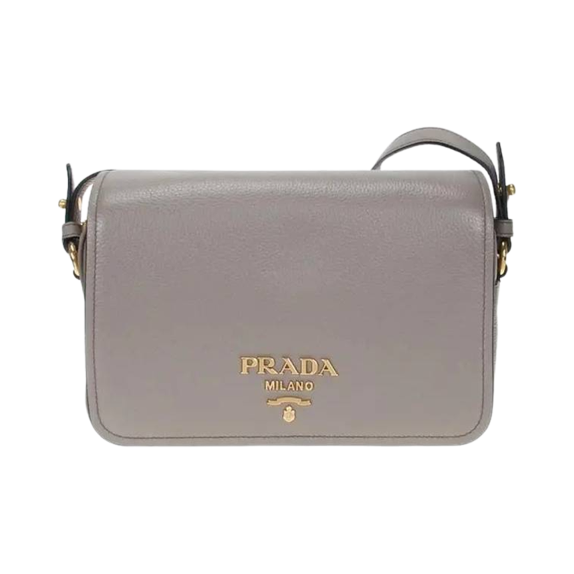 1BD163-2E8K-F0572 Prada Vitello Phenix Flap Crossbody Bag Clay Grey