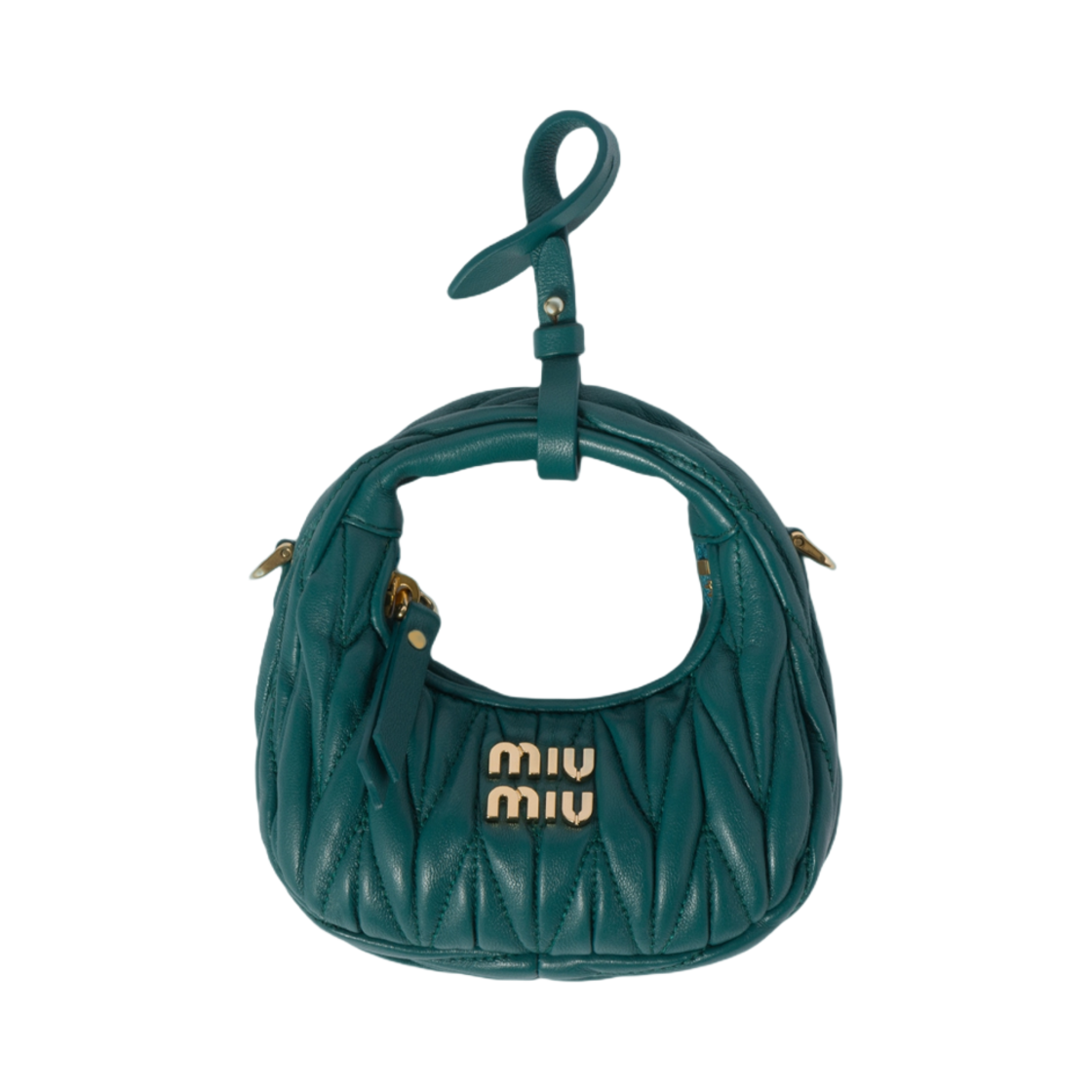 미우 미우 완더 마테라쎄 나파 레더 마이크로 호보백 숄더백 라군 블루(Miu Miu Wander Matelasse Nappa Leather Micro Hobo Bag Lagoon Blue)