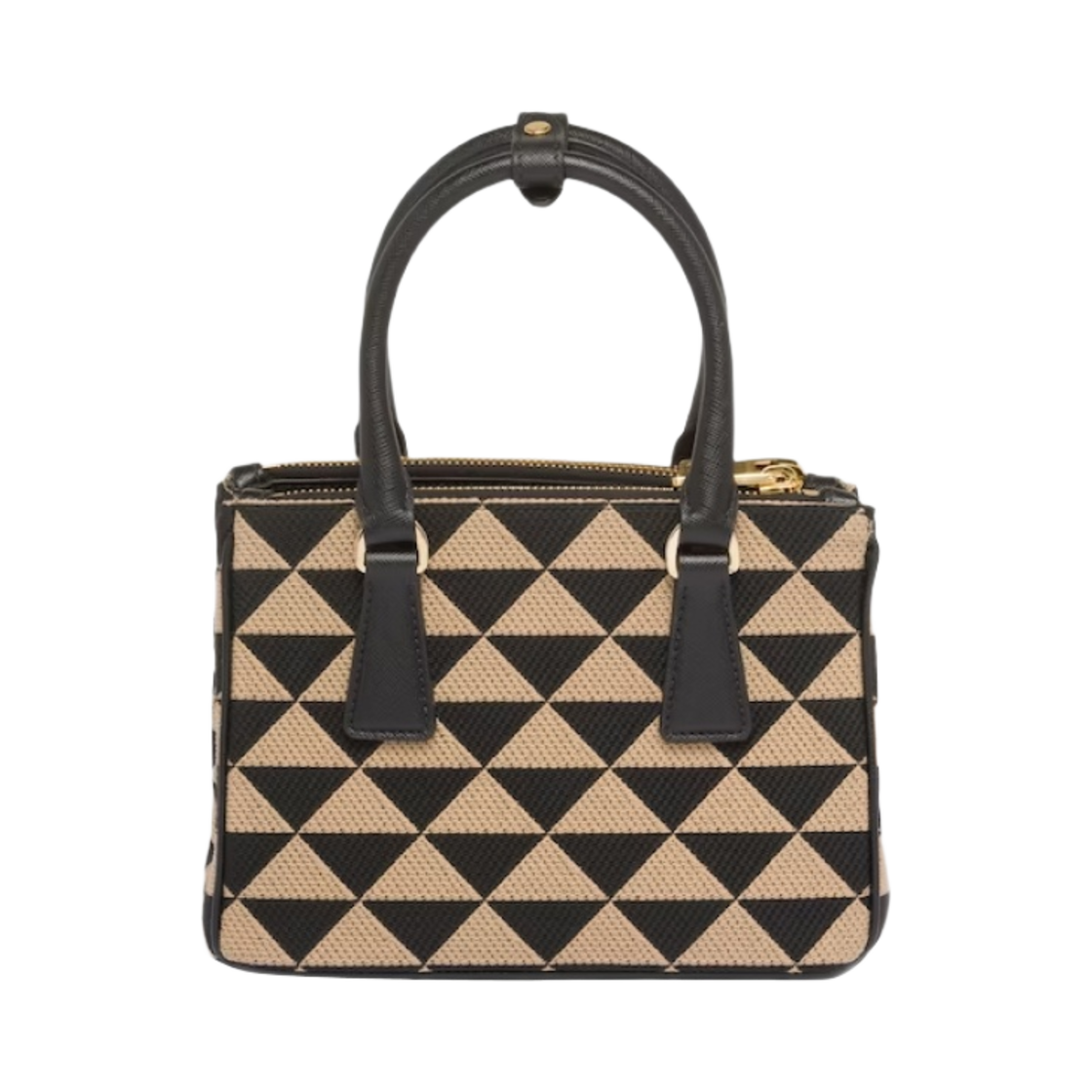 프라다 심볼 자수 패브릭 미니백 블랙 베이지(Prada Symbole Embroidered Fabric Mini Bag Black Beige) - 2