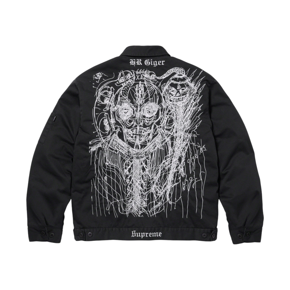 슈프림 H.R. 기거 자수 워크 자켓 블랙 - 23FW(Supreme H.R. Giger Embroidered Work Jacket Black - 23FW) - 2
