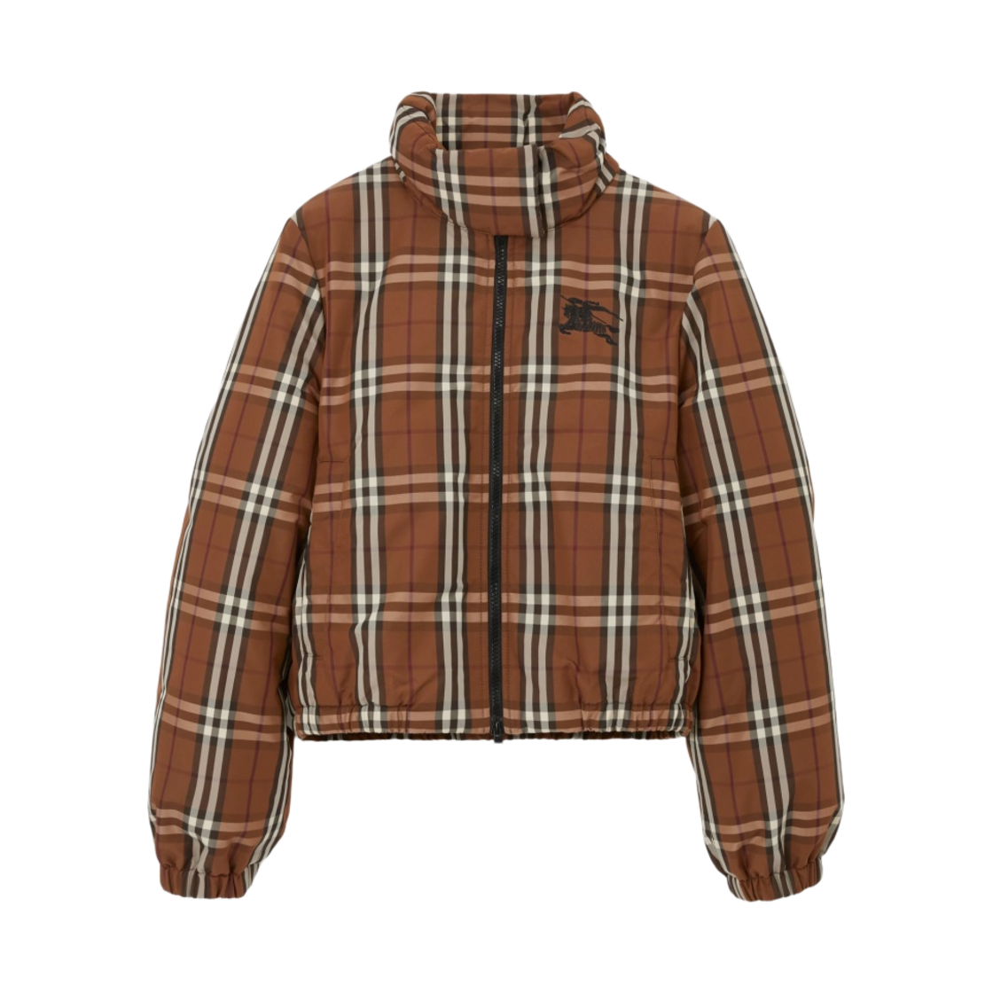 (W) 버버리 체크 나일론 퍼퍼 자켓 다크 버치 브라운((W) Burberry Check Nylon Puffer Jacket Dark Birch Brown) - 1
