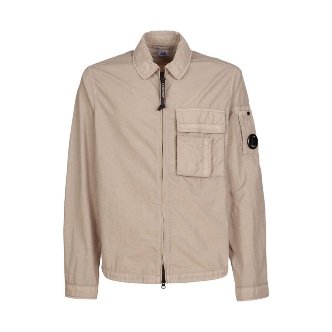 C.P. 컴퍼니 플랫 나일론 지퍼 셔츠 코블스톤 - 23SS(C.P. Company Flatt Nylon Zipped Shirt Cobblestone - 23SS)