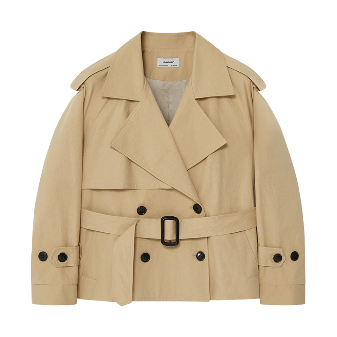 비바스튜디오 우먼 크롭 오버사이즈 트렌치 코트 베이지