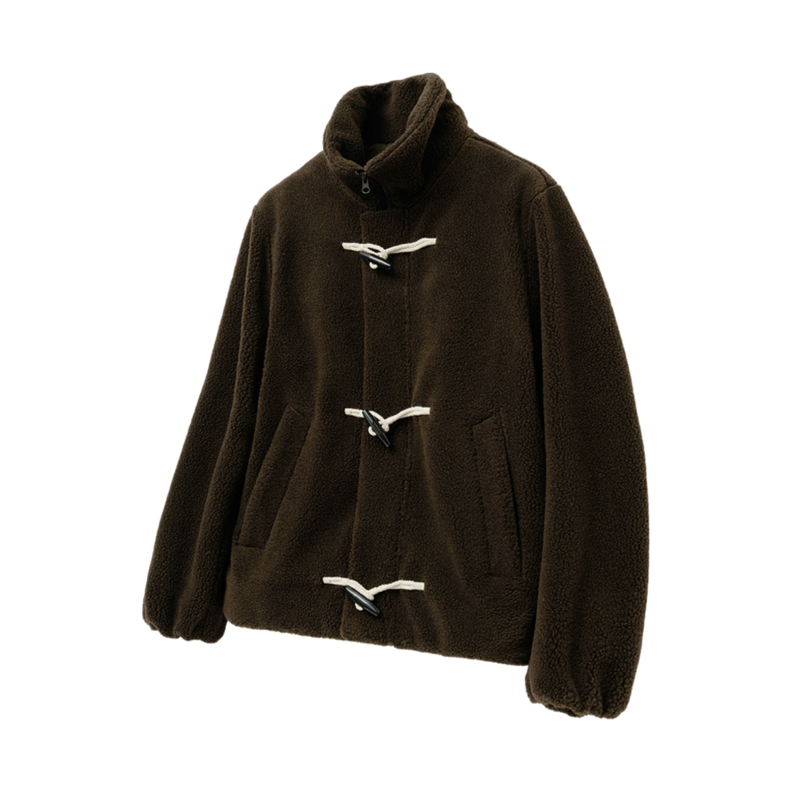 TNJU4F101W2 TNGT Over-Fit Heavy Fleece Duffle Jumper Brown - 대표 이미지 #1