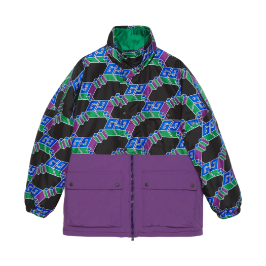 Gucci Square GG Nylon Canvas Coat Black Purple