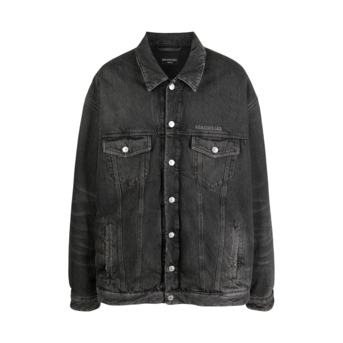 735744TBP471270 Balenciaga Mirror Padded Denim Jacket Dark Grey