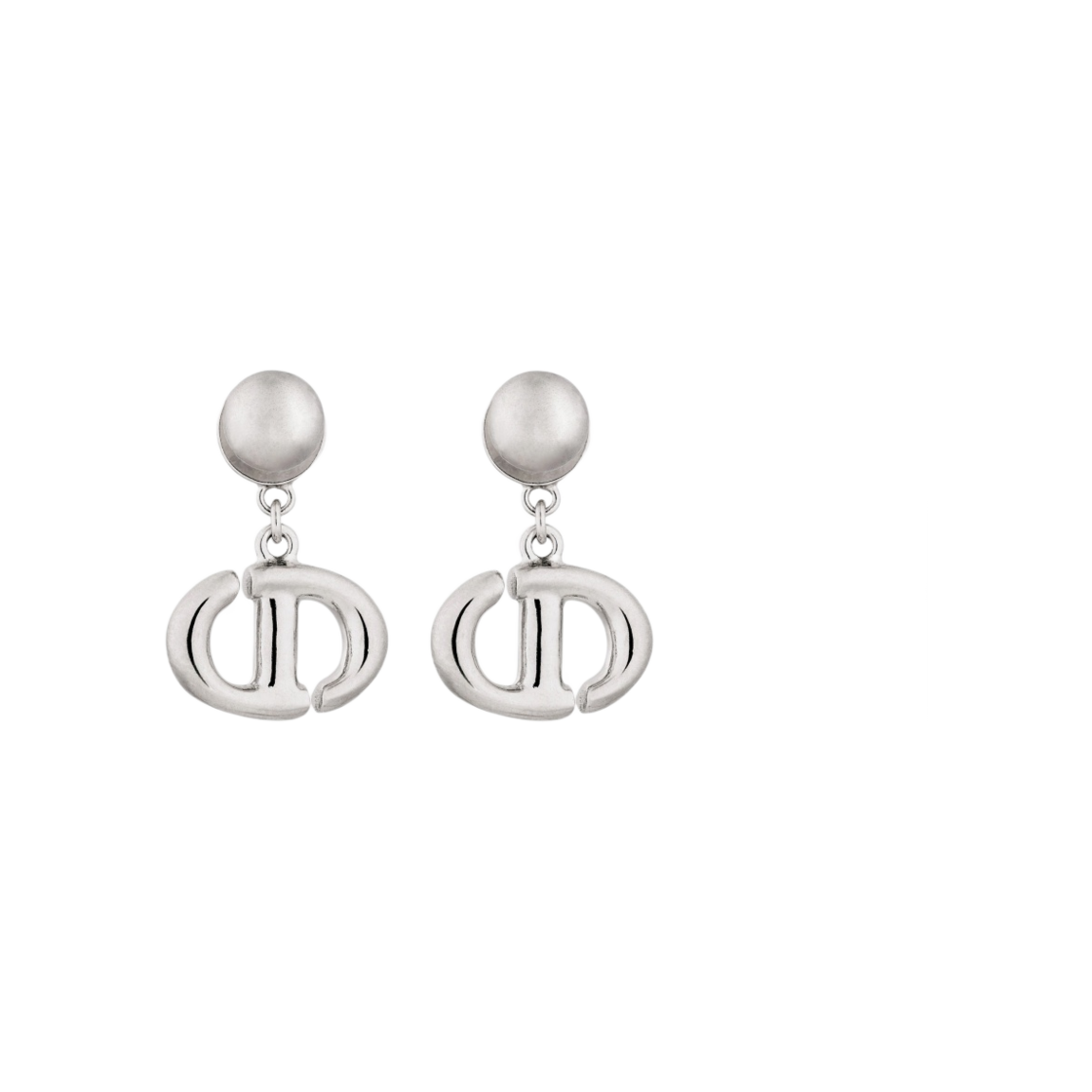 (W) 디올 CD 네이비 이어링 실버 피니쉬 메탈((W) Dior CD Navy Earrings Silver Finish Metal) - 1