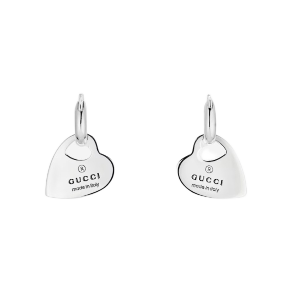 796302-J8400-8106 Gucci Trademark Hoop Earrings with Pendant Silver