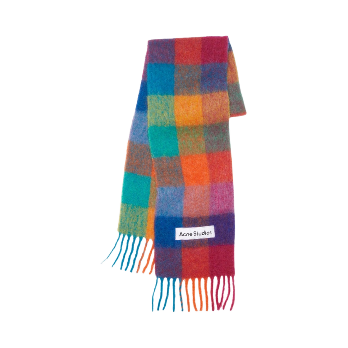 CA0084-CUU Acne Studios Mohair Check Scarf Fuchsia Pink Yellow Blue - 대표 이미지 #1