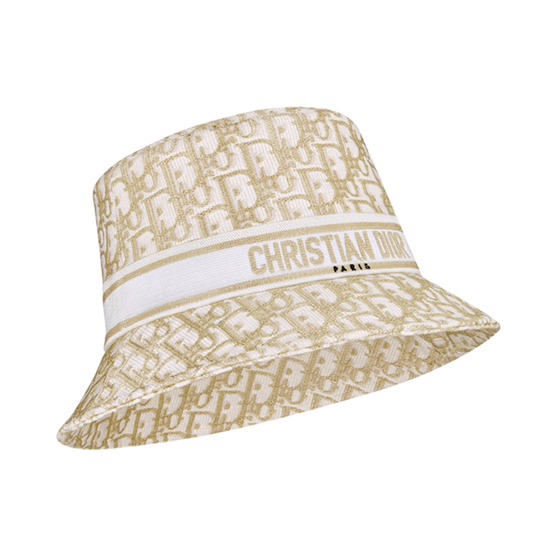 (W) 디올 D-바비 오블리크 스몰 스몰 클로시 버킷햇 화이트 골드 톤((W) Dior D-Bobby Oblique Small Brim Bucket Hat White Gold Tone) - 2
