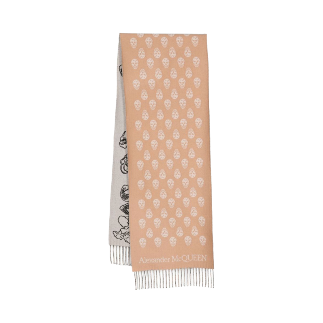 7550763200Q9760 Alexander McQueen Ribbon Wool Scarf Beige