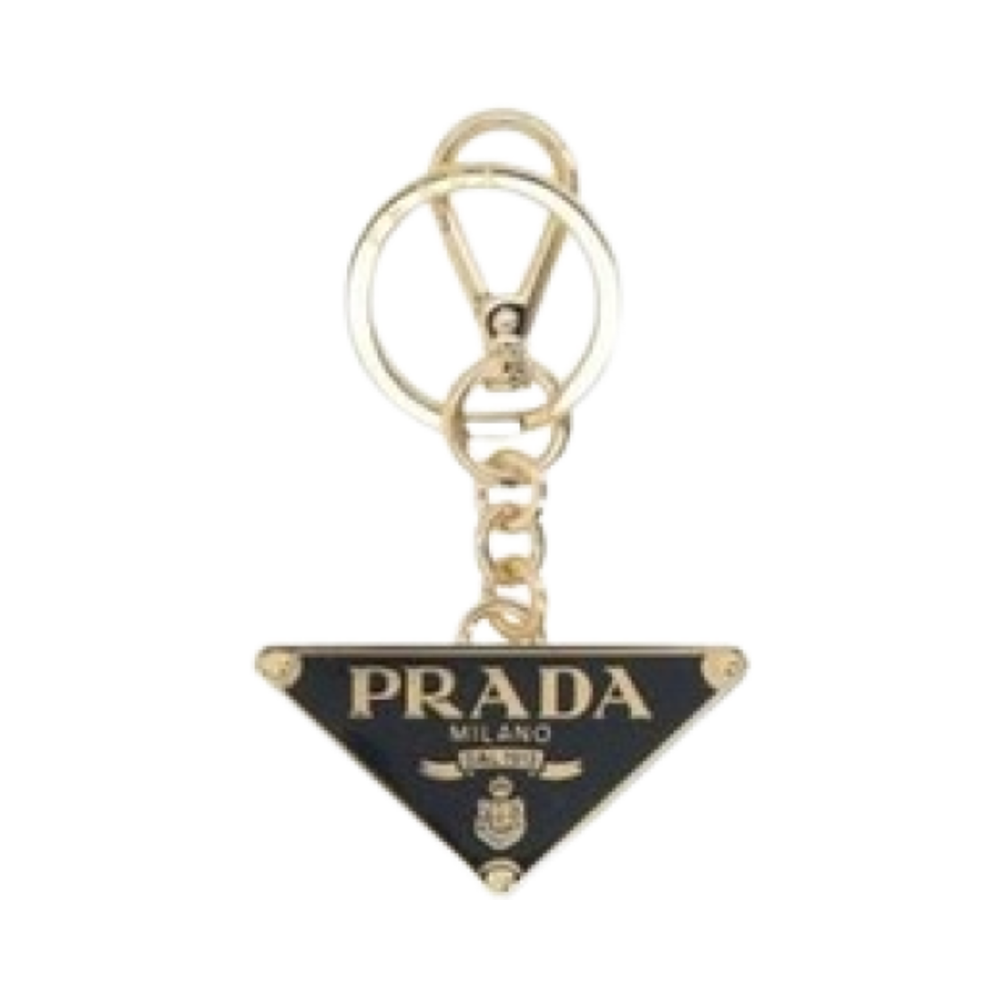 프라다 메탈 키체인 스틸 블랙 골드(Prada Metal Keychain Steel Black Gold) - 1