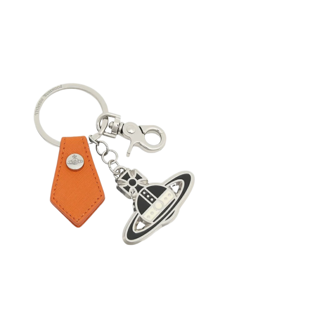 비비안 웨스트우드 사피아노 블랙 앤 화이트 키링 오렌지(Vivienne Westwood Saffiano Black and White Keyring Orange) - 1