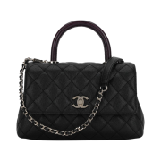Chanel Flap Bag with Top Handle Grained Calfskin & Gold Black