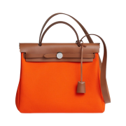 Hermes Herbag Zip 31 Bag Retourne Canvas & Palladium Orange Minium Fauve