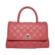 Chanel Flap Bag with Top Handle Grained Calfskin & Gold Pink